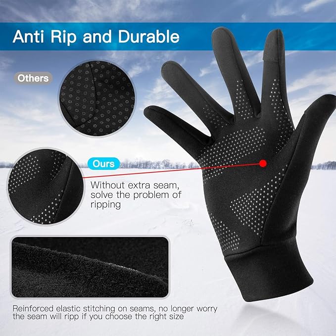 Lightweight Running Gloves, Touch Screen Anti-Slip Warm Gloves Liners for Cycling Biking Sporting Driving for Men Women