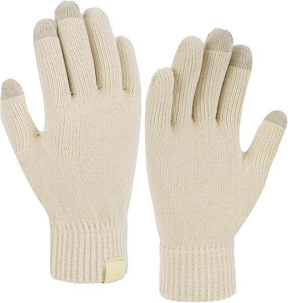 Womens Winter Warm Touch Screen Gloves Chenille Elastic Cuffs Knit Gloves for Women Cold Weather Gifts